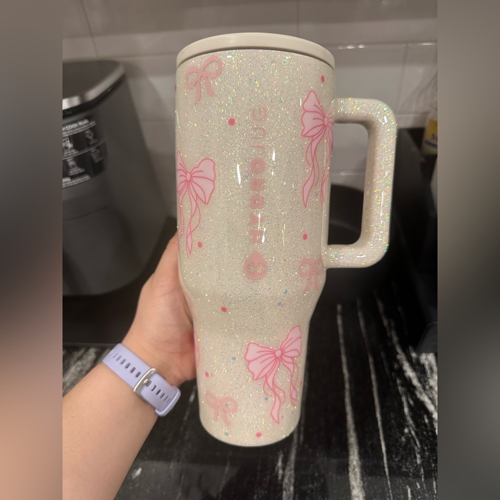 HydroJug Glitter Tumbler with Pink Bows